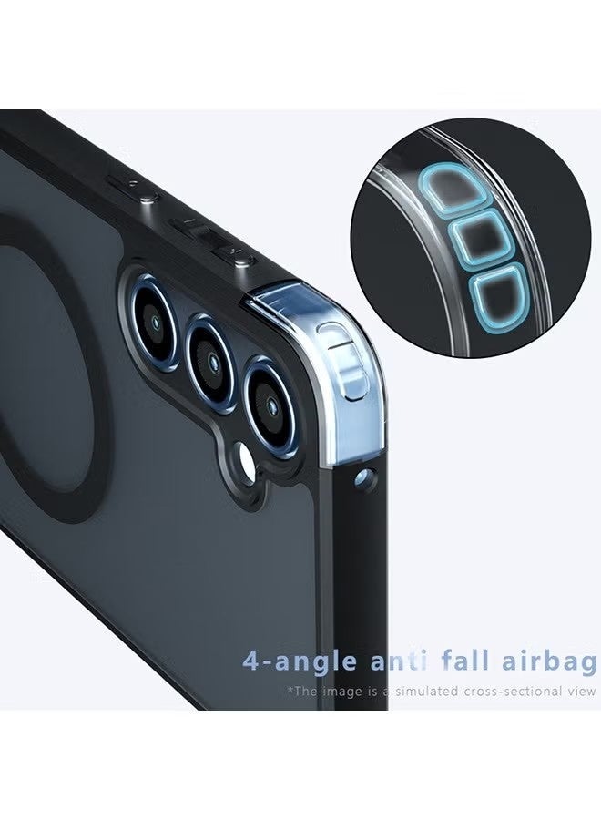 Magnetic Case for Samsung Galaxy A55 5G 6.6-Inch, Frosted Translucent Back Protective Slim Phone Cover, Anti-Fingerprints,Anti-Fall Drop Protection,Shockproof Case for Samsung Galaxy A55 5G (Black) - Image 4